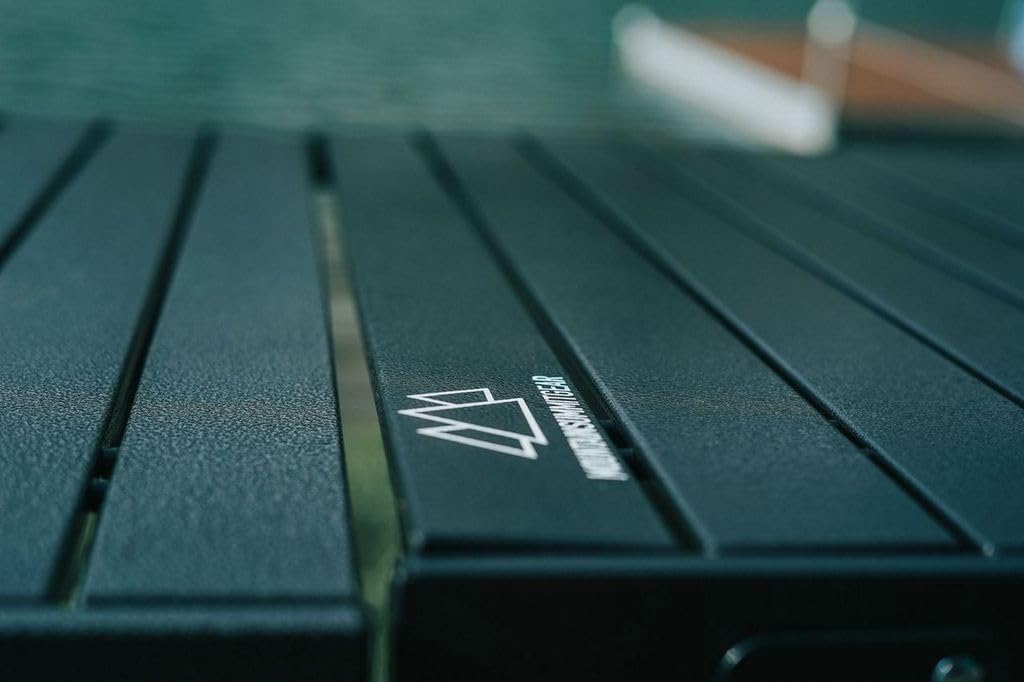 Heavy-Duty Roll-Top Table for Camping (Large) - Portable Aluminum-Top Folding Table with Steel Frame by Caddis Sports