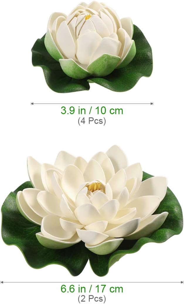 Healifty Artificial Floating Foam Lotus, Simulation Water Plants Ornament Lily Pad for Patio Pond Pool Aquarium Decor 6pcs