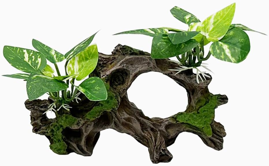 Smoothedo-Pets Fish Tank Decorations Aquarium Decor Ornaments Betta Silk Leaf pad Hammock Artifical Driftwood Cave Goldfish Bowl Accessories (Type-H)