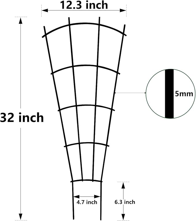 4 Pack 32'' Indoor Plant Trellis for Potted Plants Climbing Outdoor Metal Garden Trellis Houseplants Flowers Vine Ivy,Fan Shape, Black