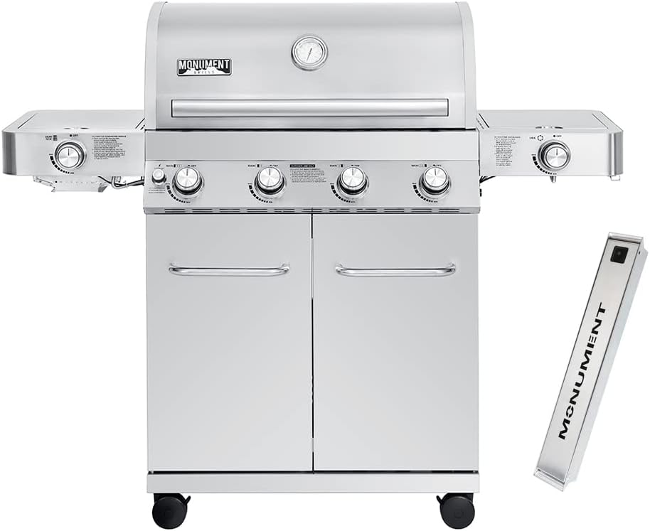 Monument Grills Larger 4-Burner Propane Gas Grills Stainless Steel with Smoke Box(2 items)