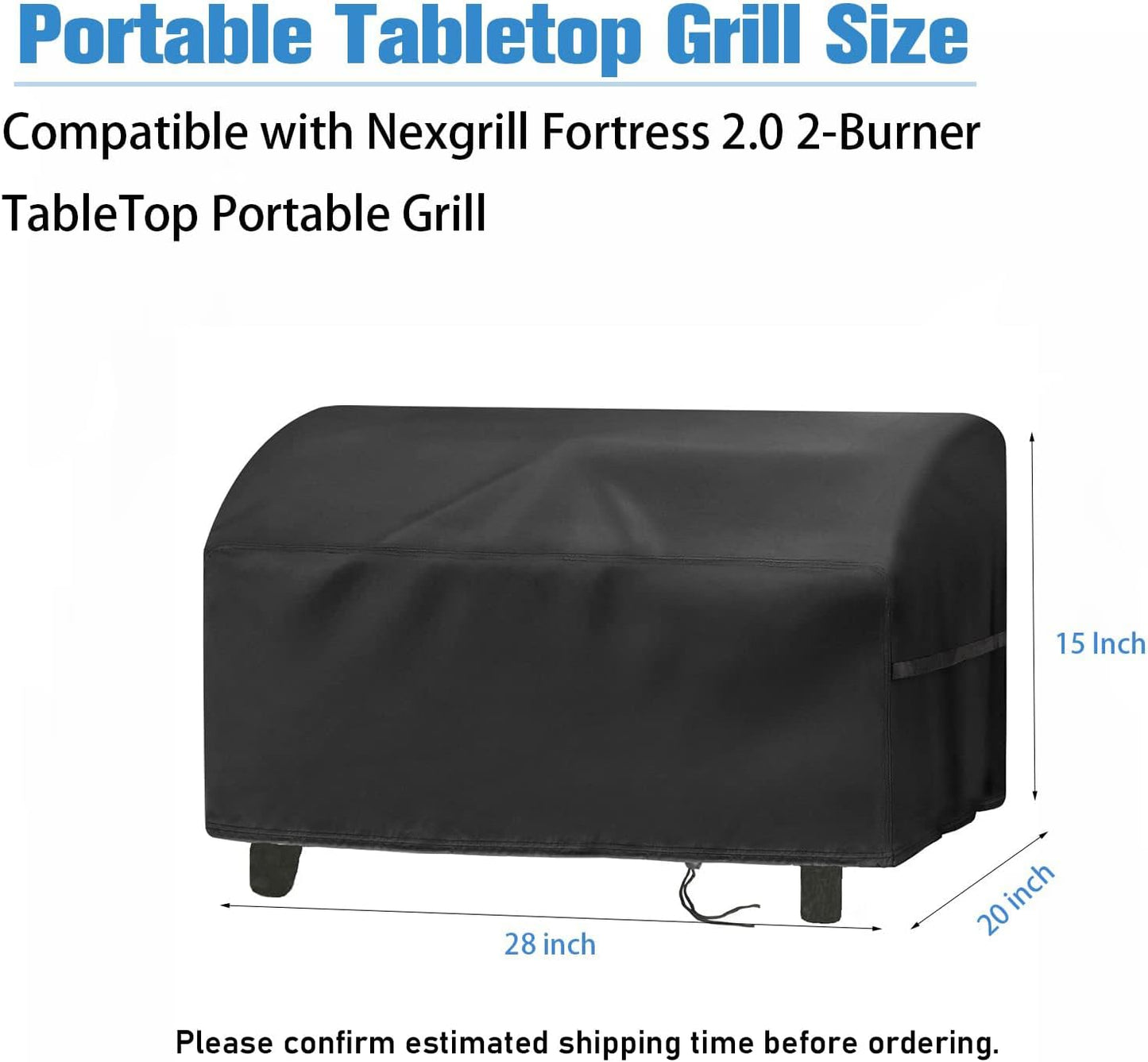 Grill Cover for Nexgrill Fortress 2.0 2-Burner Tabletop Portable Grill, Heavy Duty 600D Waterproof Table Top BBQ Grill Cover