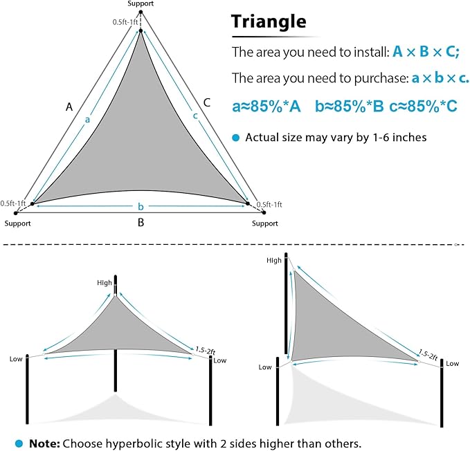 Amagenix Sun Shade Sail 10'X10'X14.1' Curved Edge Outdoor Shade Canopy Cream Breathable 95% UV Block Shade Cloth for Patio Garden Backyard (We Make Custom Size)