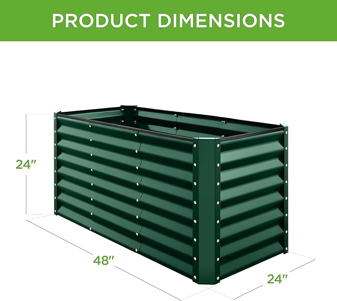 Best Choice Products 4x2x2ft Outdoor Metal Raised Garden Bed, Deep Root Planter Box for Vegetables, Flowers, Herbs, and Succulents w/ 119 Gallon Capacity - Dark Green