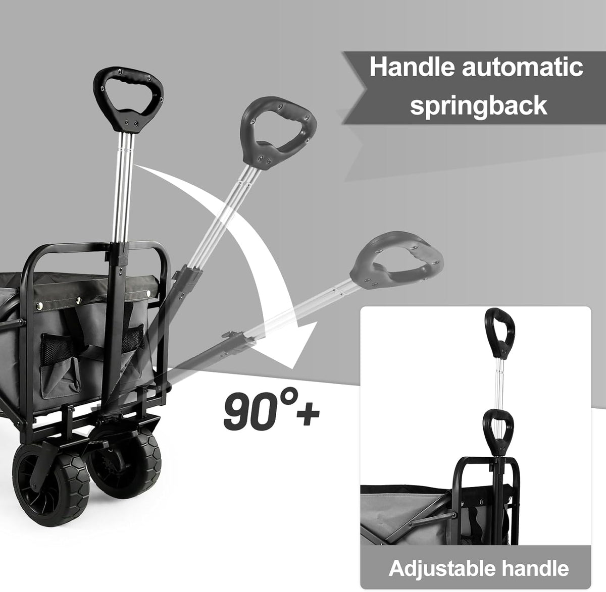 Whitsunday Collapsible Wagon with Tailgate for Camping Outdoor (Dark Grey, No Table)