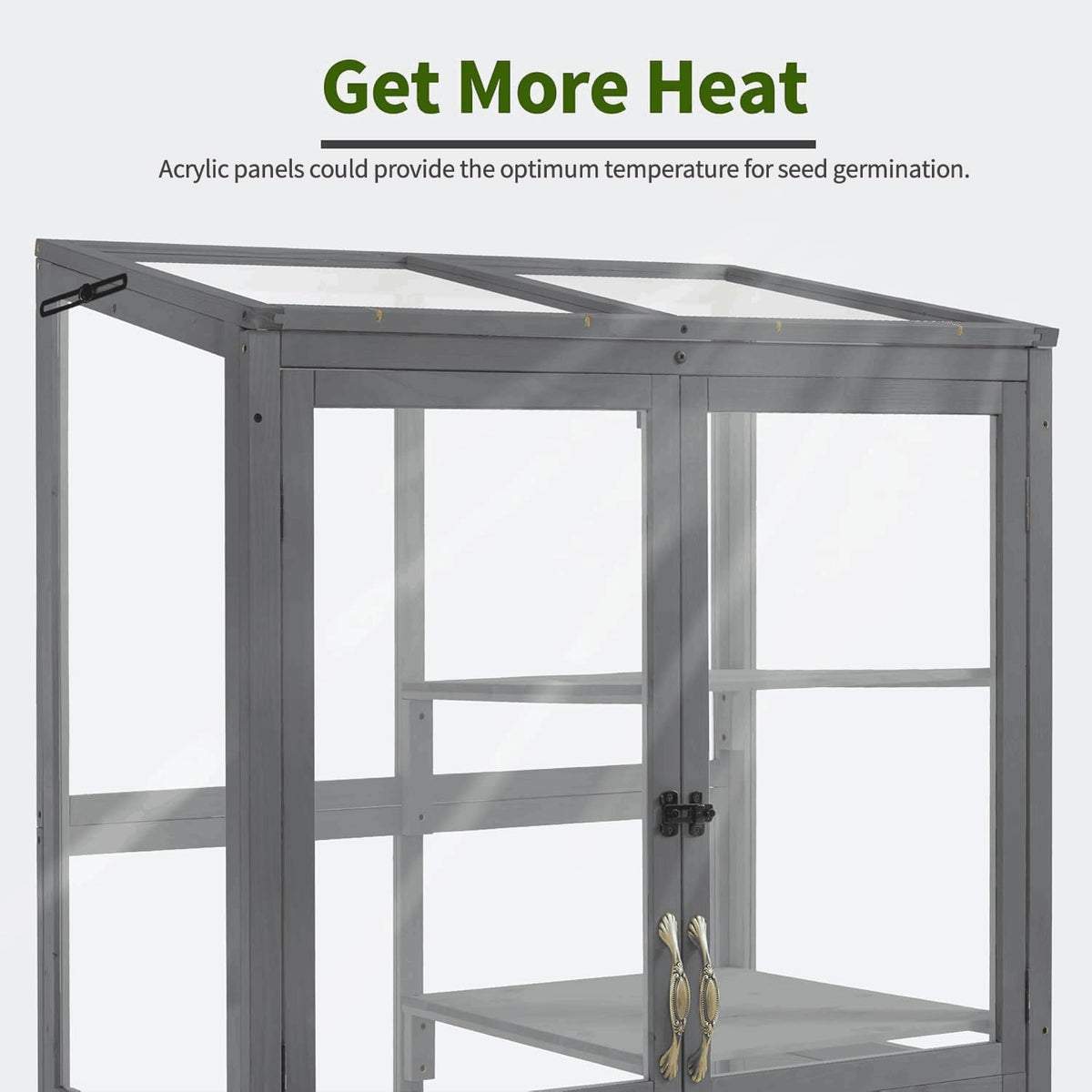 Macrout Cold Frame Greenhouse, Tall Wooden Greenhouse for Outdoor Indoor Use with Polycarbonate Panels, 3 Tier Garden Cold Frame with Drawer and Shelves, 0864 (Dark Grey)
