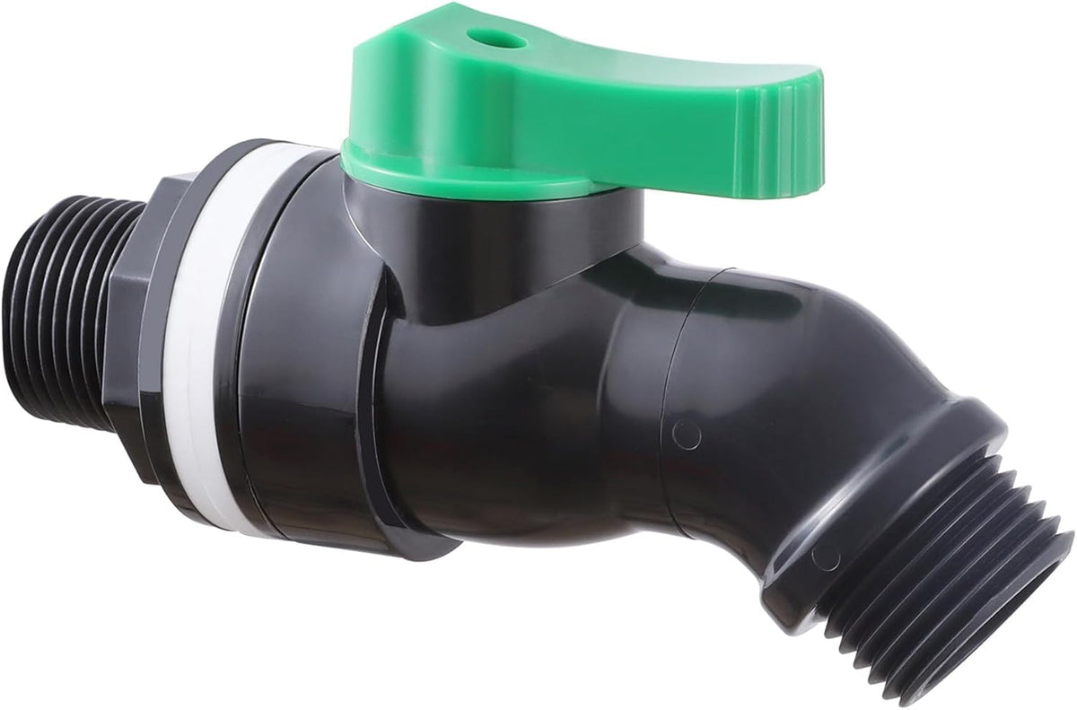 Plastics Rain Barrel Spigot, High Flow Valve Core, Large Flow Water Tank Faucet,Plastic Spigot for 5 Gallon Bucket，3/4 NPT Inlet x 3/4 GHT Outlet Bulkhead Valve for Outdoor Plastic Bucket