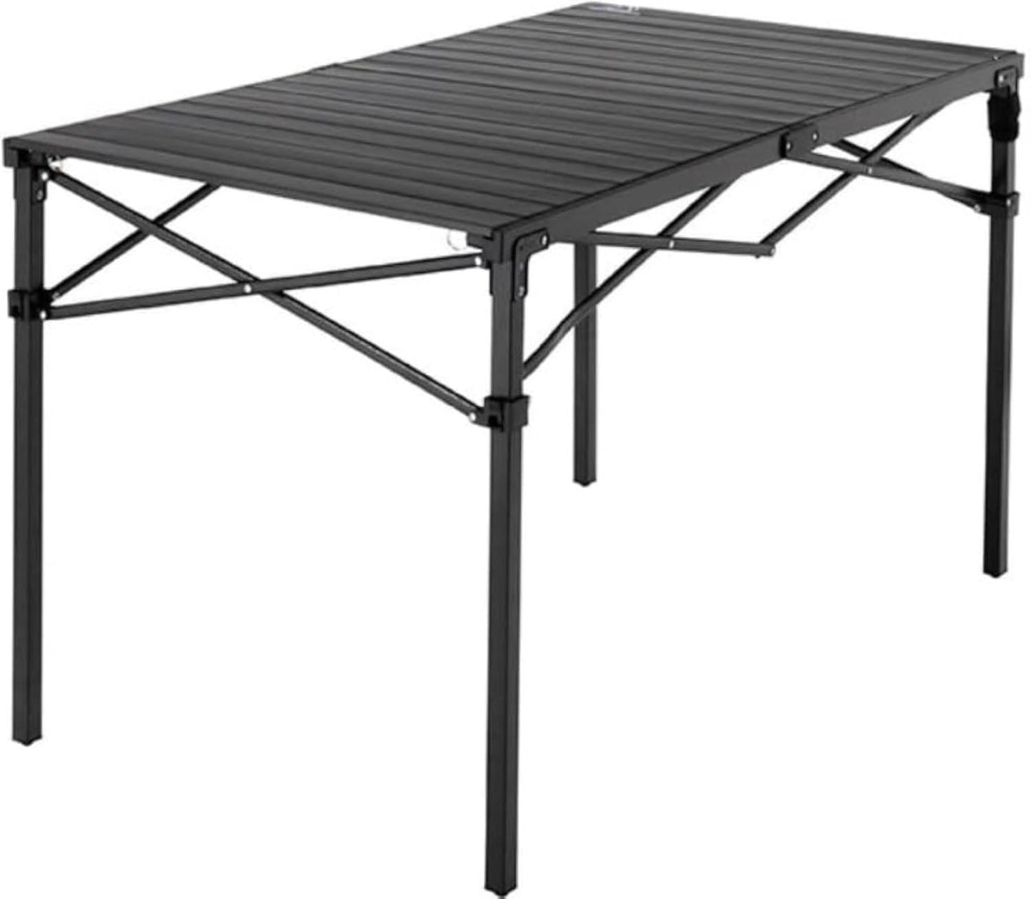 Heavy-Duty Roll-Top Table for Camping - Portable Aluminum-Top Folding Table with Steel Frame by Caddis Sports (Medium)