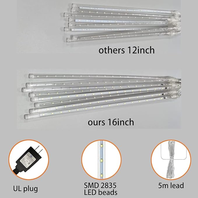 Aokudoni Halloween Decorations Outdoor, Upgraded 16inch/40cm Meteor Shower Rain Lights, Purple Icicle String Lights for Xmas Tree Decoration Holiday New Year Party, UL Plug