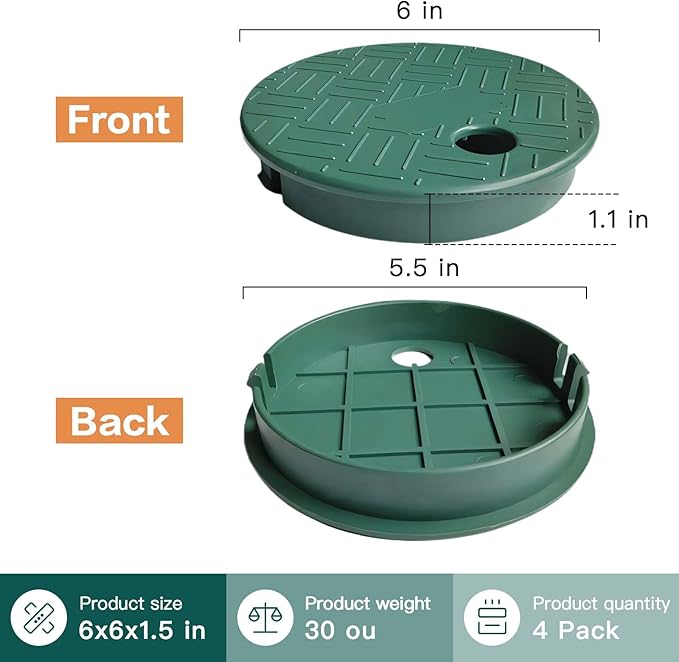 4 Pcs Sprinkler Valve Box Cover, 5.5" OD 6" Valve Box Cover Lid for Sprinkler Irrigation System, Valve Box Cover Lid for Outdoor Sprinkler Irrigation Control Water System Lawn (6 inch)