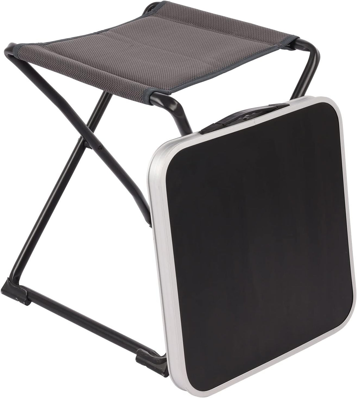 SUNNYFEEL 3 in 1 Folding Camping Table and Stool, Footrest, Lightweight Up to 300 LBS, Easy to Carry, Portable Camp Stool for Beach, Fishing, Trip, Picnic, Lawn, Concert Outdoor