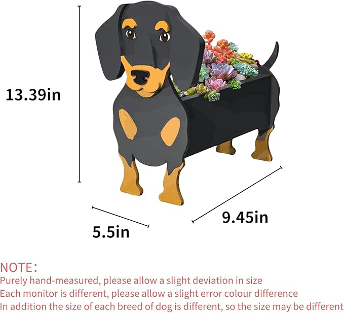 Black and Tan Dachshund Dog Planter Plant Pots,Cute Garden Dog Flower Planter,Dog Planters Birthday Gifts for Women,Office,Indoor/Outdoor Decor(9.45 * 7.5 * 13.39in)