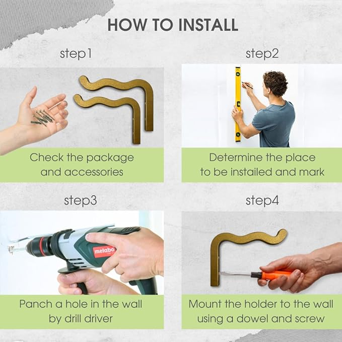 2-Piece Set of Wavy Wooden Wall Planters for Indoor Plants 6 Inch - Natural Plant Hook for Wall Plant, Wind Chimes, Flower Brackets - Durable Bracket Plant Hanger (Bronze)