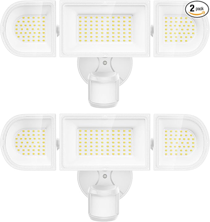150W Motion Sensor Lights Outdoor for Outside, 15000LM LED Flood Lights Outdoor Wired Dusk to Dawn, Exterior Security Floodlight Fixture Waterproof IP65, Outdoor Lighting for House, Garage 2 Pack