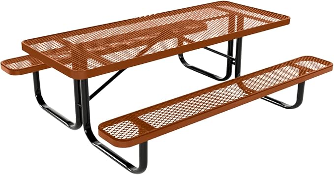 Heavy-Duty Portable Outdoor Kids Table, Expanded Metal Kids Picnic Table, Commercial-Grade Picnic Table, Made in America (6ft Rectangular, Childrens, Textured Copper)
