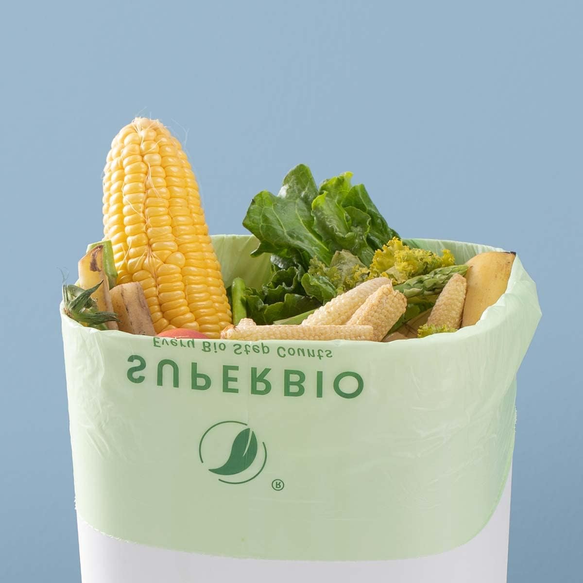 SUPERBIO 2.6 Gallon Compostable Bags, 100 Count, 2 Pack, 9.84L, Handle Tie Food Waste Bags, BPI and OK compost INDUSTRIAL Certified
