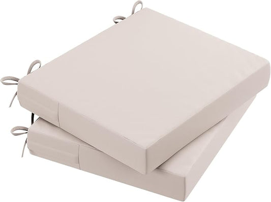 AAAAAcessories Outdoor Seat Cushions for Chairs, Waterproof, Fade-Resistant Patio Furniture Replacement Cushions, 20" x 18" x 3", Set of 2, Khaki Beige