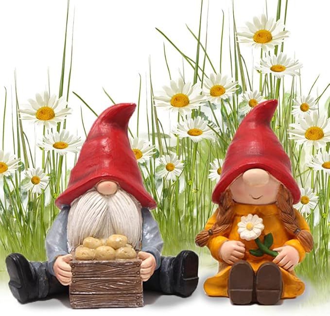 2 PCS Funny Garden Gnome Statues, Creative Resin Dwarf Sculptures, Outdoor Yard Decor, Gnomes Tree Faces for Lawn, Patio, Porch, Miniature Fairy Garden Accessories, Novelty Gift for Indoor/Outdoor Use
