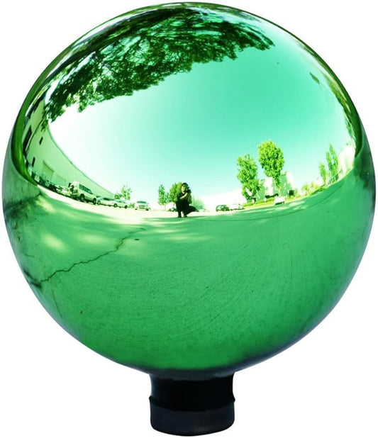 Alpine Corporation 10" Diamater Indoor/Outdoor Glass Gazing Globe Festive Yard Décor, Green