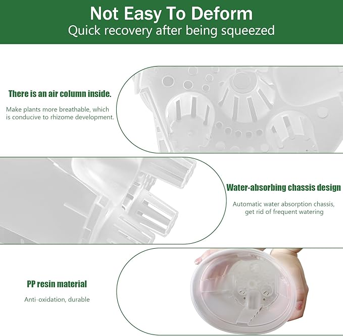 Cdd's Path 5-Pack 6 Inch Self Watering Pots Set with Holes for Indoor/Outdoor Plants,Planter Pot with Watering Hole/Reservior and Air Pipes,Clear