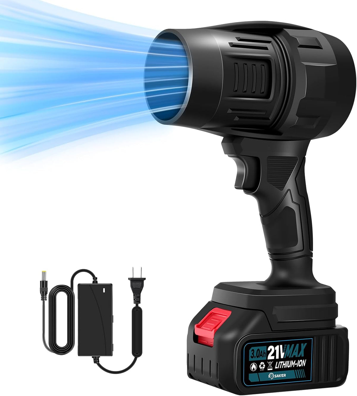 Saker Cordless Leaf Blower Portable Dust Cleaner Handheld Blower 180000 RPM Compressed Air Duster with Adjustable Speed for Patio Cleaning, Drying,Camping 1 Battery