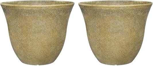 Classic Home and Garden Honeysuckle Resin Flower Pot Planter, Fossil Stone, 15" (Pack of 2)