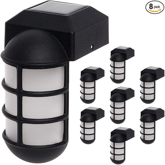 GreenLighting Marina Solar Post Cap Lights Fits 4x4 Nominal Wood Outdoor Solar Powered Post Cap Light, Fence Post, Landscaping, Deck, Garden- Bright LED, Waterproof Nautical Lighting Black 8 Pack
