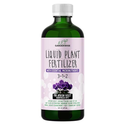 3-1-2 African Violet Fertilizer for Indoor Plants: Liquid Fertilizer with Essential Micronutrients Drops - Plant Food for African Violets (16 OZ)