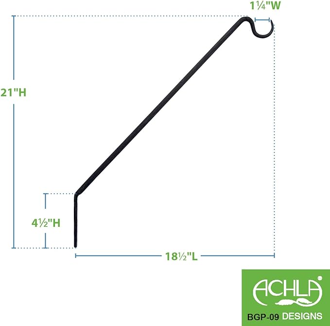 Achla Designs Wall Mount Bracket Shepherd's Pole, Angled (BGP-09)