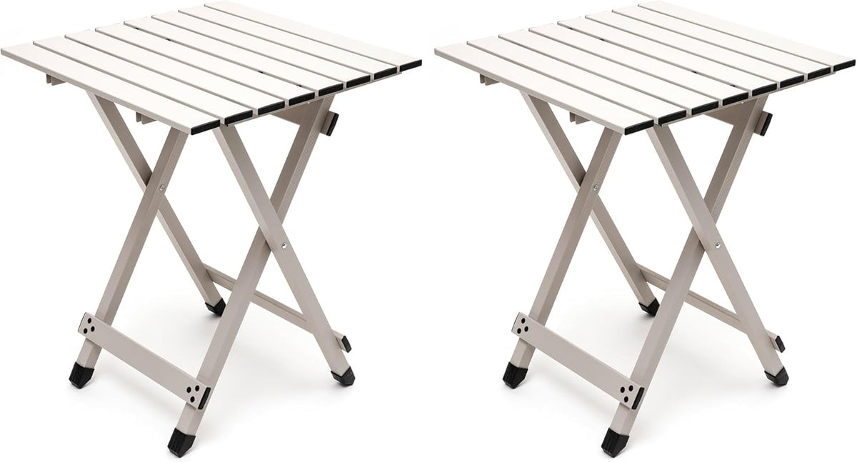 SUNNYFEEL Folding Camping Table - Lightweight Aluminum Portable Picnic Table, 18.5L x 18.5W x 24.5H Inch for Cooking, Beach, Hiking, Travel, Fishing, BBQ, Indoor Outdoor Small Foldable Camp Tables