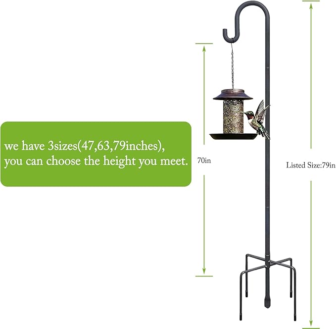 Highpro Shepherd Hook for Outdoor 47 Inch Bird Feeder Hanger Heavy Duty for Hummingbird Feeder Hanger Stand with 5-Prong Base for Lanterns, Wedding (2 Packs)