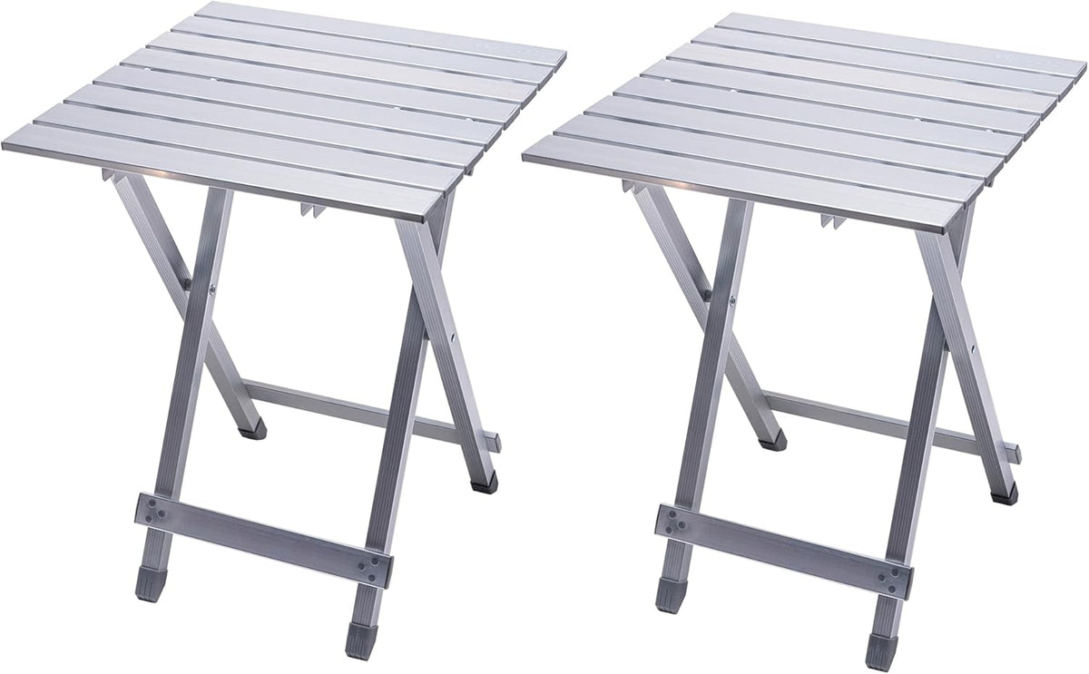 SUNNYFEEL Folding Camping Table - Lightweight Aluminum Portable Picnic Table, 18.5x18.5x24.5 Inch for Cooking, Beach, Hiking, Travel, Fishing, BBQ, Indoor Outdoor Small Foldable Camp Tables