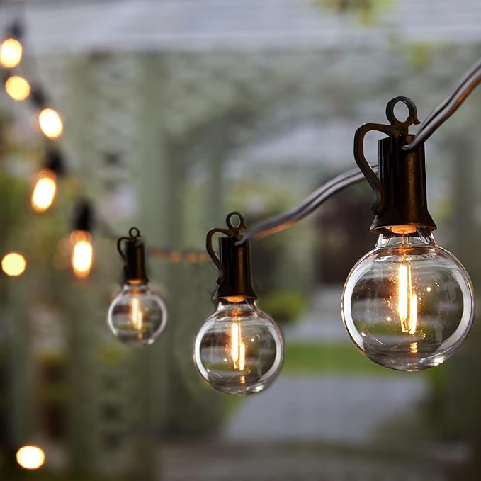 Brightown Outdoor String Lights - Connectable Dimmable LED Patio String Lights with G40 Globe Plastic Bulbs, All Weatherproof Hanging Lights for Outside Backyard Porch (50 ft - 25 LED Bulbs)