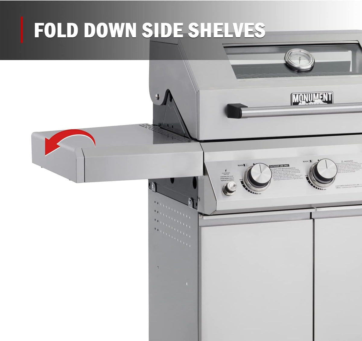Monument Grills Larger 3-Burner Propane Gas Grills Barbeque Stainless Steel Heavy-Duty Cabinet Style with BBQ Cover (2 Items)