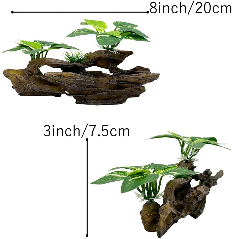 Smoothedo-Pets Fish Tank Decorations Aquarium Decor Ornaments Betta Silk Leaf pad Hammock Artifical Driftwood Cave Goldfish Bowl Accessories (Type-B)