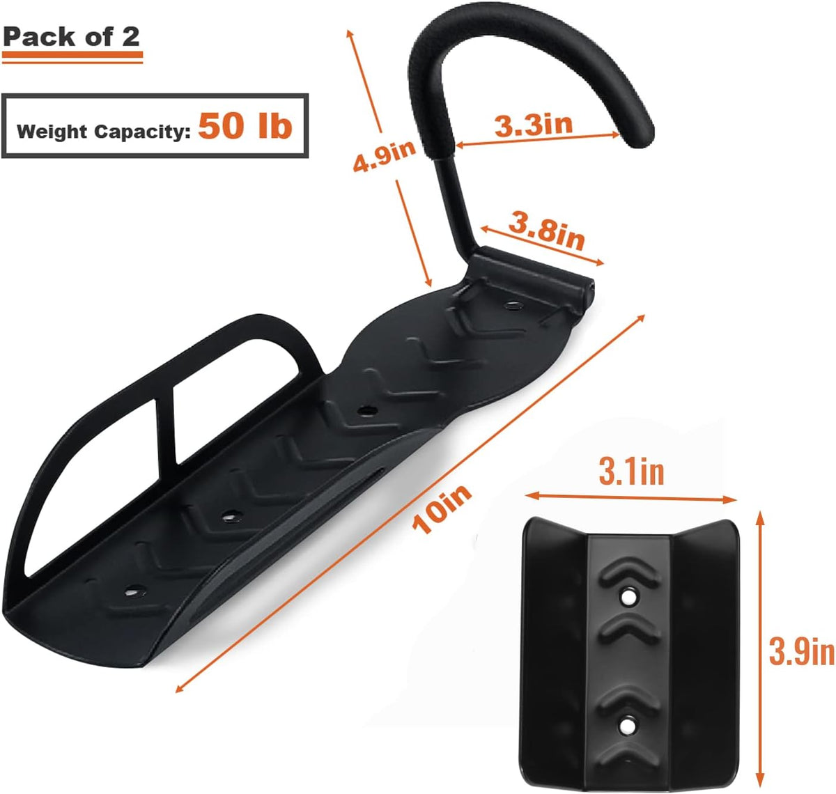 Wallmaster Bike Storage Rack for Garage, Wall Mount Bicycles Hanger with Tire Tray, 2-Pack Bike Storage System Vertical Bike Hooks