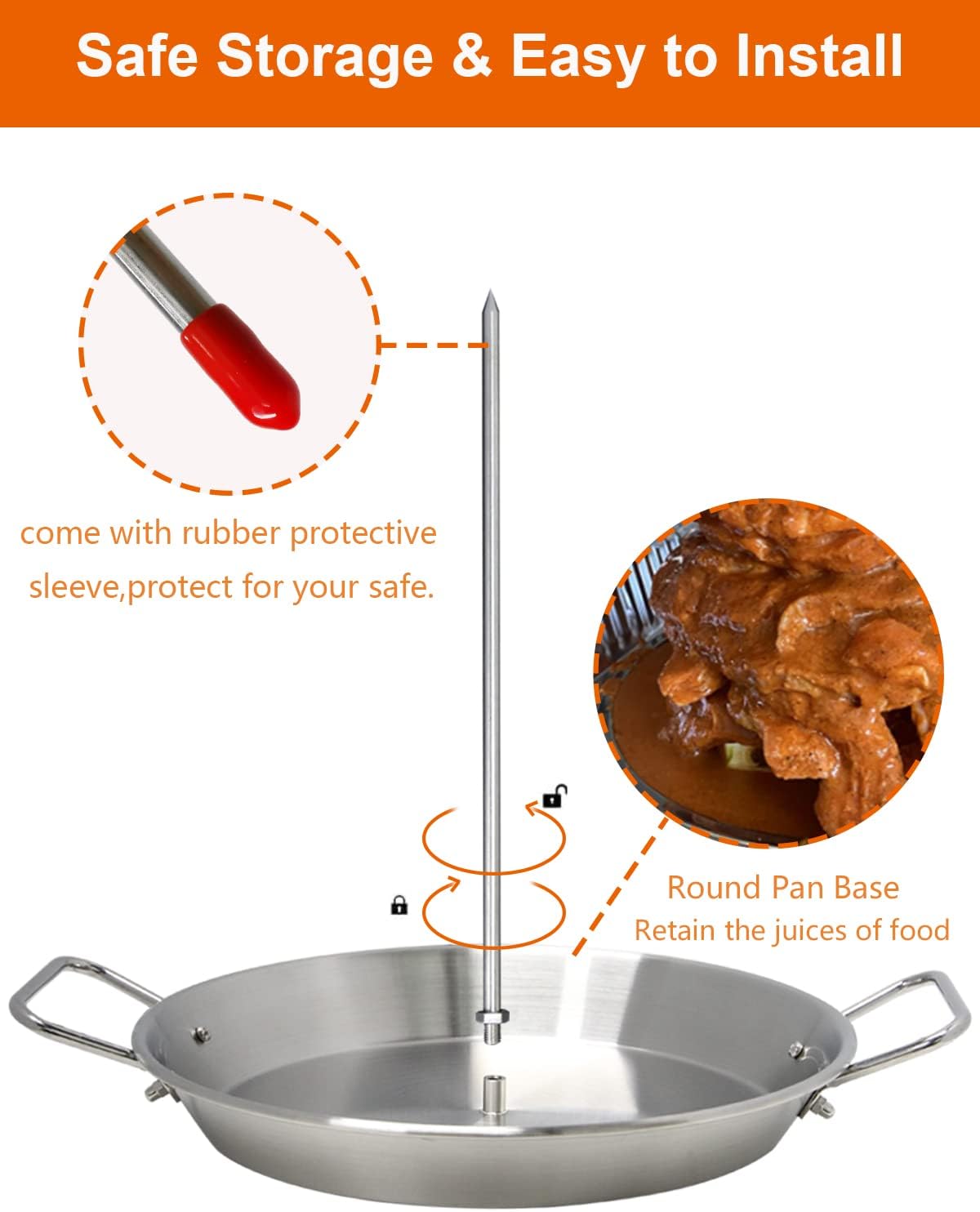 BBQ Vertical Skewer Pan Gyro Spit Shawarma Skewer Stand for oven, Al Pastor Skewer for Grill, El Pastor Hack for Tacos Al Pastor Chicken, Brazilian, Stainless Steel, with 8",10" stick