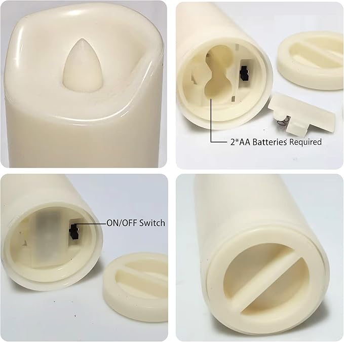 CANDLE CHOICE Waterproof Outdoor Battery Operated Flameless Candles with Auto Timer Flickering Plastic Resin Electric LED Slim Pillar Lights for Lantern Patio Garden Wedding Party Decorations 4 Pack