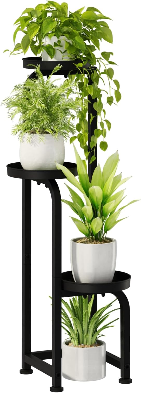 Bamworld Tall Plant Stand Indoor Outdoor, Corner Metal Flower Pot Stands for Multiple Plants, 3 Tier Heavy Duty Plant Shelf for Patio Garden Balcony Living Room Bedroom