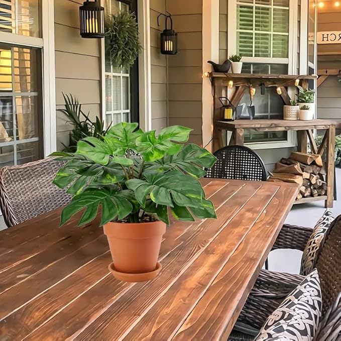 2 Pack Large Terracotta Pots with Saucer for Plants, 8 Inch Terra Cotta Plant Pot with Drainage Hole, Clay Flower Planter Pot with Tray for Indoor Plant