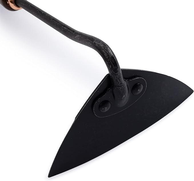 Barebones Triangle Hoe - Stainless Steel Hoe - Japanese Gardening Tools for Weeding, Long Handle and Hand Hoe (Walnut/Black)