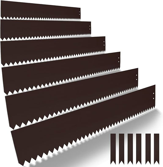 40" L x 8" H Metal Landscape Edging, Heavy Duty Galvanized Steel Garden Edging,6 Pack Steel Landscape Edging with Clips for Lawn, Flower Bed, Yard (Brown)