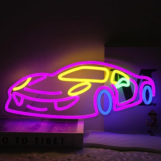 Car Neon Sign for Wall Decor Sports Car Neon Light Racing Car Neon Sign Colorful Car LED Neon Lights Signs Race Car Neon Light Up Sign for Bedroom Game Room Man Cave Garage Boy Gifts