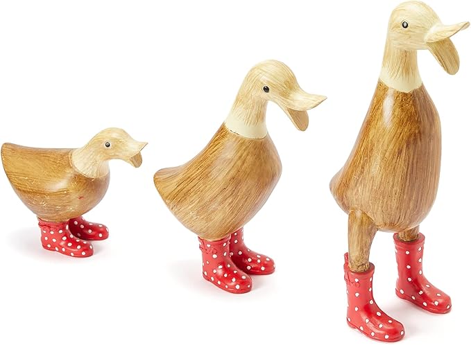 GUTE Duck Yard Decorations Yard Art Garden Puddle Ducks with Spotted Wellies Boots, Set of 3 - Garden Decor Statues, Duck Figurine Statue - Waterproof Indoor & Outdoor Lawn Gnome Ornament