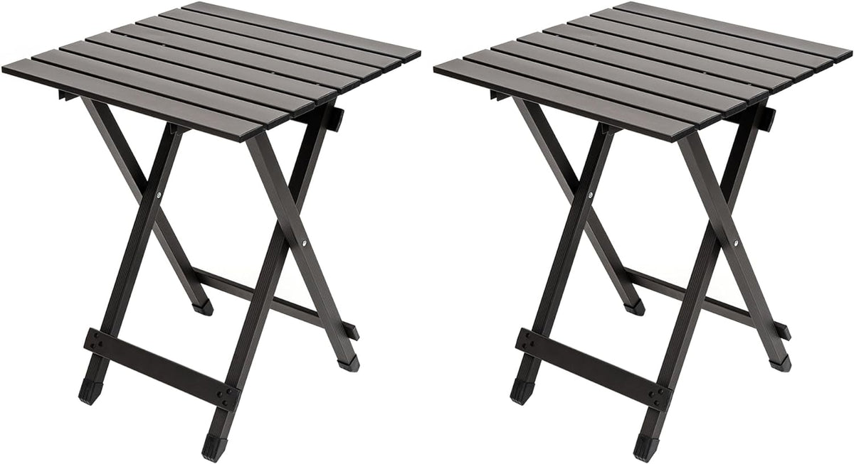 SUNNYFEEL Folding Camping Table - Lightweight Aluminum Portable Picnic Table, 18.5x18.5x24.5 Inch for Cooking, Beach, Hiking, Travel, Fishing, BBQ, Indoor Outdoor Small Foldable Camp Tables