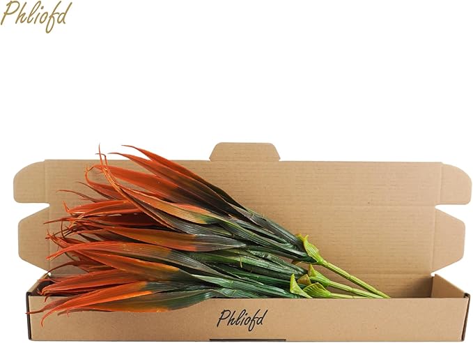 6Pcs Artificial Grass Fake Plants 17.3in Outdoor Plastic Plants UV Resistant Greenery Fake Grass for Home Window Garden Office Patio Hanging Planter Pathway Front Porch Décor Red