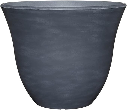 Classic Home and Garden Indoor/Outdoor Round Honeysuckle Resin Flower Pot Planter, Zinc Grey, 13"