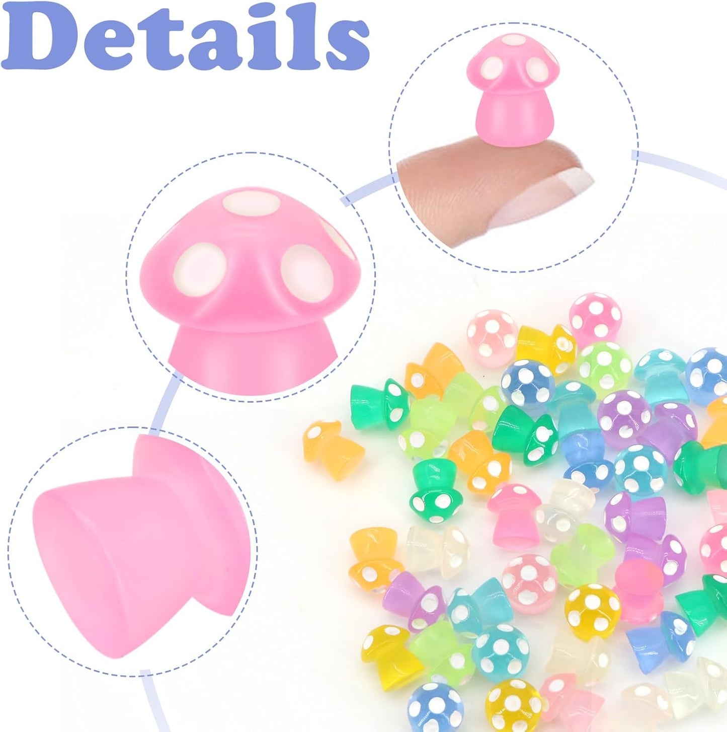 50Pcs Luminous Mini Mushrooms, Small Fairy Garden Mushrooms, Tiny Mushrooms Figurines for DIY Craft Micro Landscaping Decoration