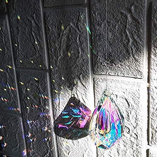 HDCRYSTALGIFTS Suncatcher Crystal 50mm AB Loquat Shape Chandelier Parts Drops Prisms Hanging Pendants 50mm,Pack of 12