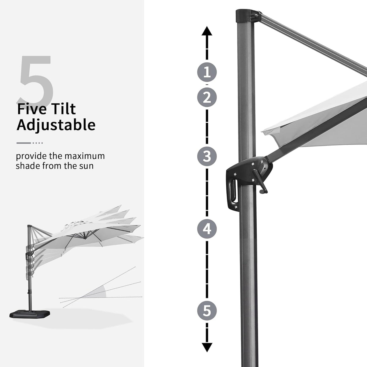 PURPLE LEAF 11 Feet Patio Umbrella Outdoor Cantilever Round Umbrella Aluminum Offset Umbrella with 360-degree Rotation for Garden Deck Pool Patio White